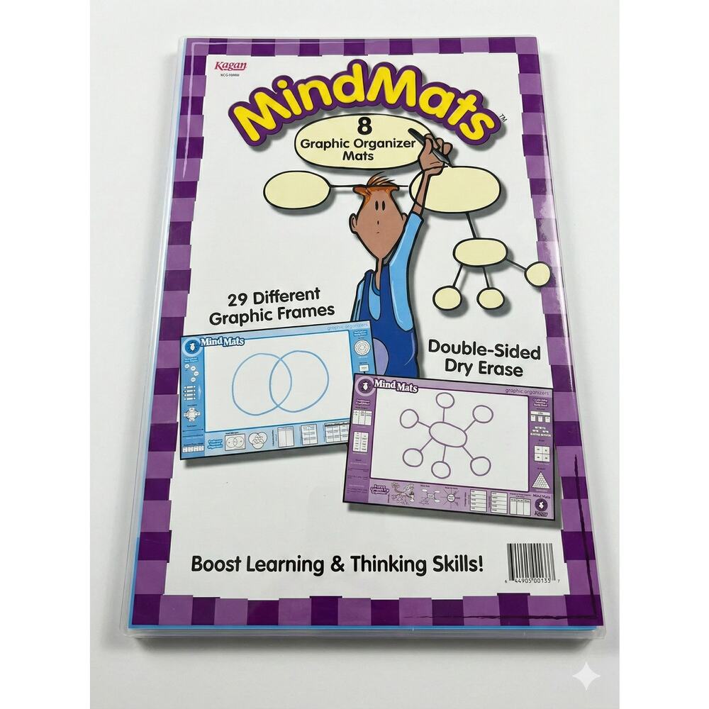 New Kagan MindMats 8 Graphic Organizer Mats Double Sided‎ Dry Erase Educational